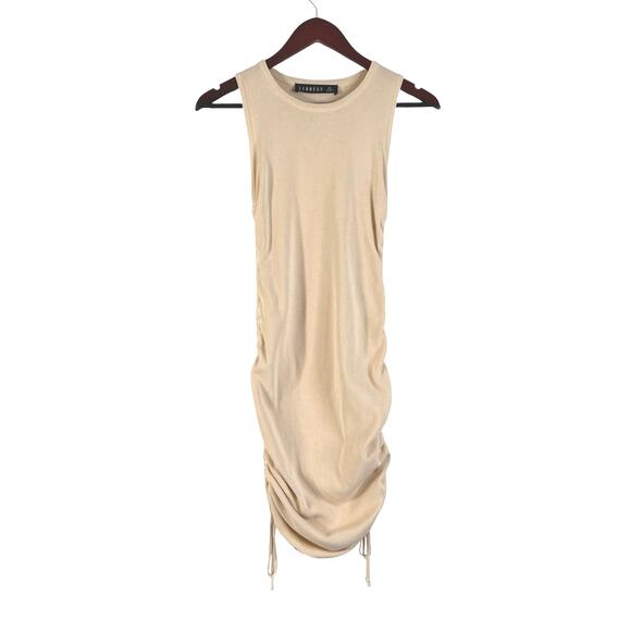 Lioness Military Minds Ruched Mini Dress in Beige - Picture 4 of 9
